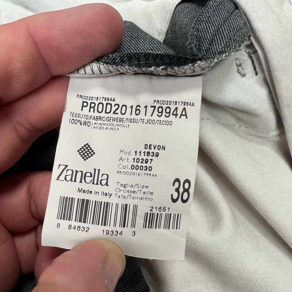 Zanella Solid Grey Sharkskin Devon Fit Dress Pant… - image 6